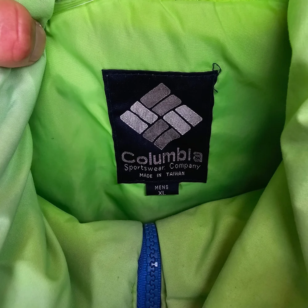 Vintage 90' Columbia Colorblock Neon Jacket Male's Size XL - Picture 3 of 13